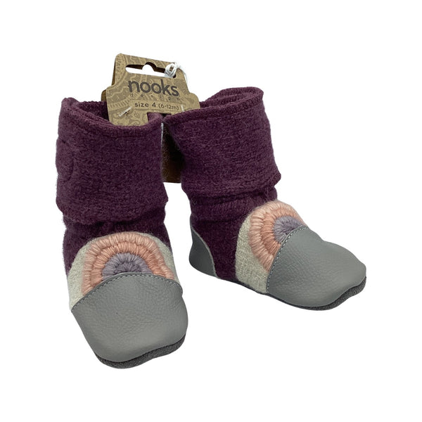 Nooks- Rainbow Embroidered Wool Booties “Dream on”