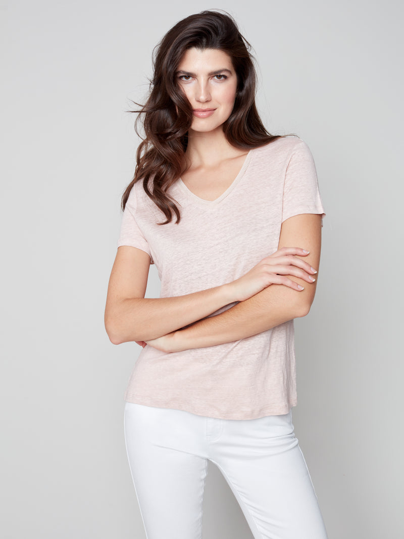 Linen Jersey T-shirt- Pearl