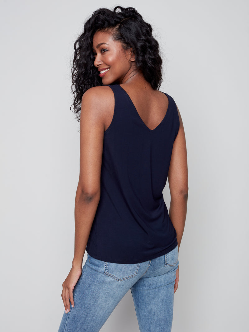 Bamboo Viscose Reversible Cami- Marine