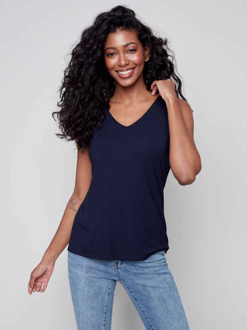 Bamboo Viscose Reversible Cami- Marine