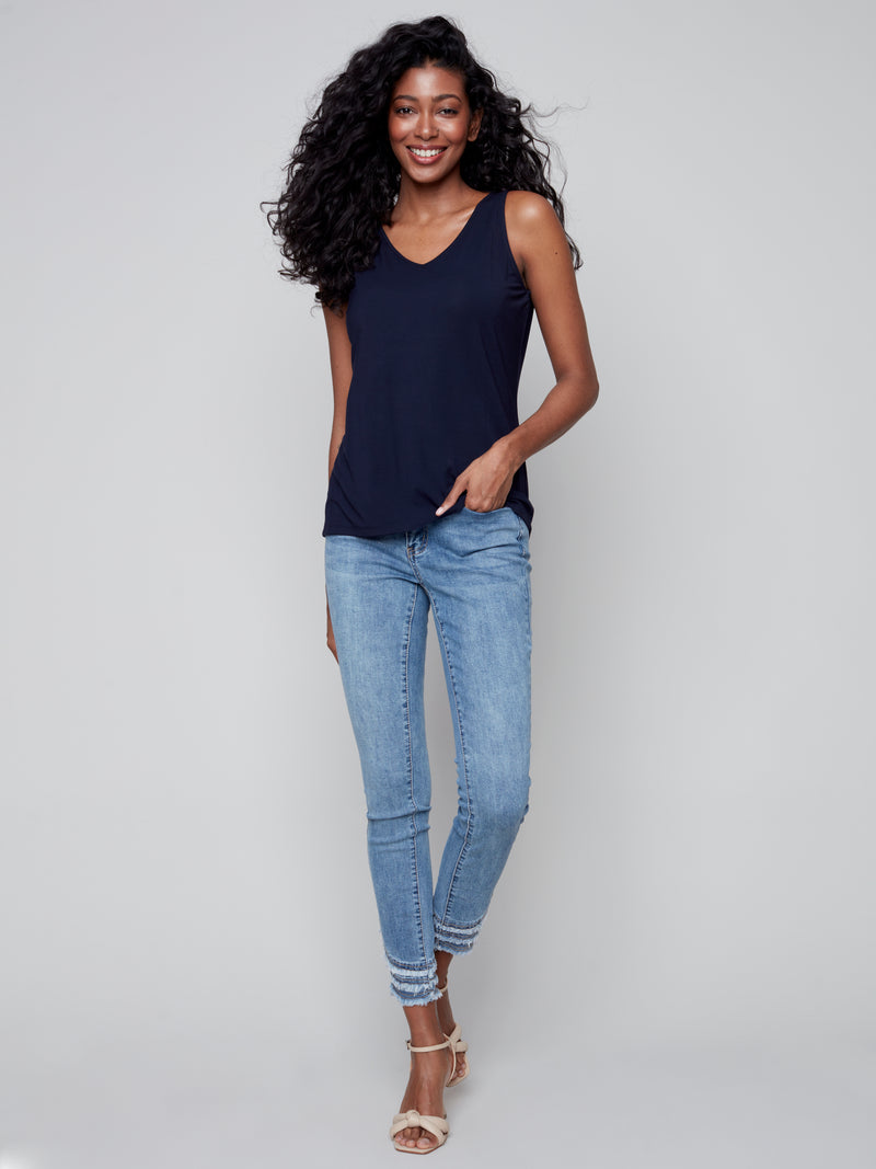 Bamboo Viscose Reversible Cami- Marine