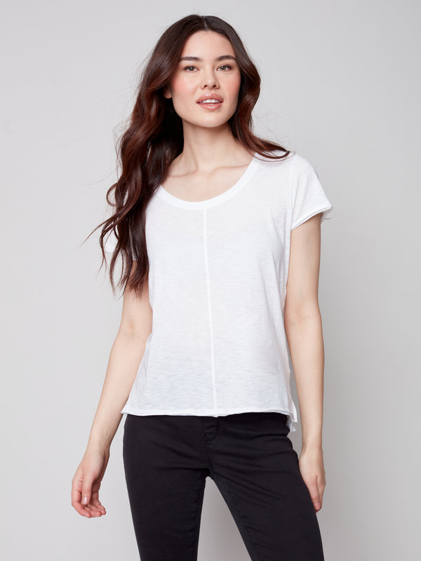 Organic Cotton Slub Knit Top- White