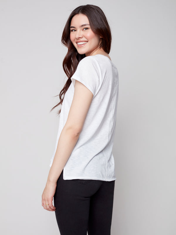 Organic Cotton Slub Knit Top- White
