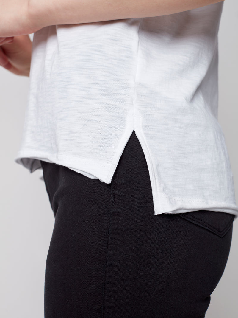 Organic Cotton Slub Knit Top- White