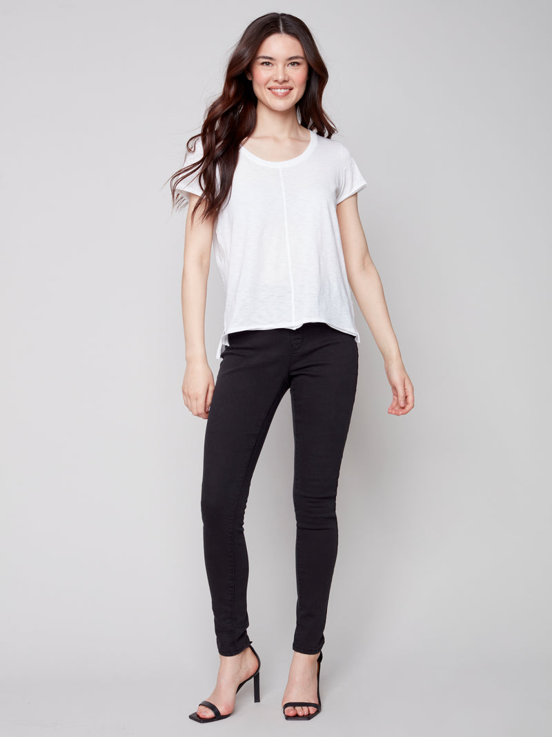 Organic Cotton Slub Knit Top- White