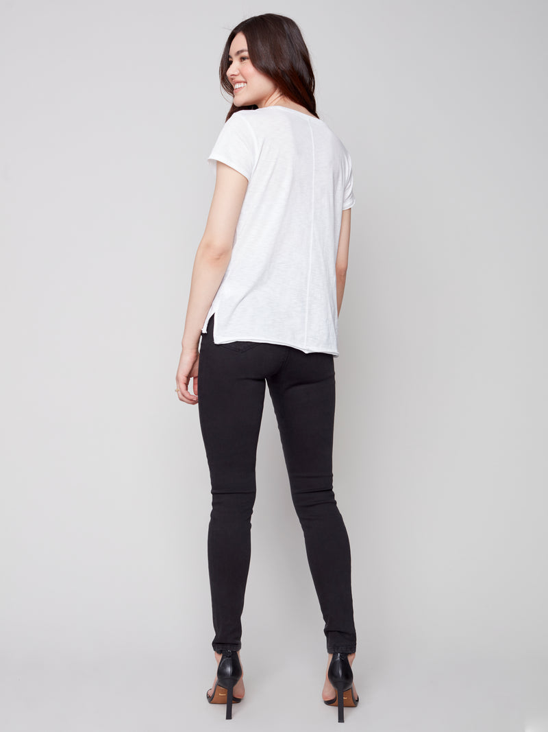 Organic Cotton Slub Knit Top- White