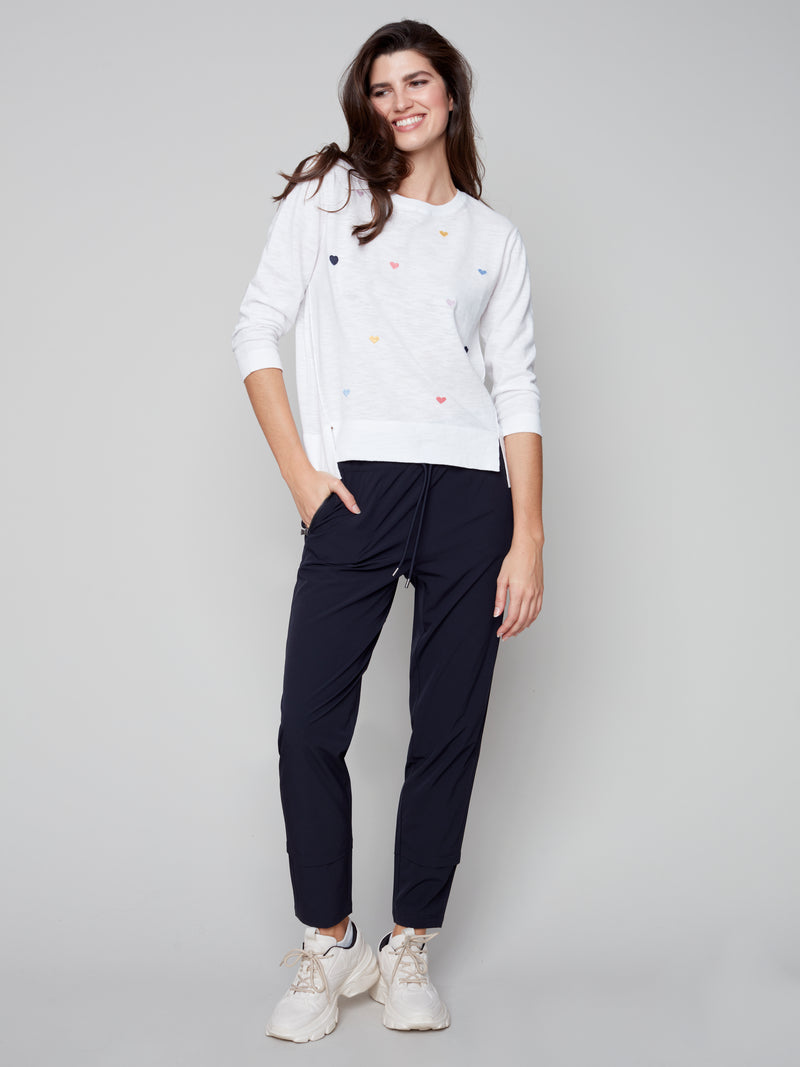 3/4 Sleeve Sweater- Hearts | Charlie B