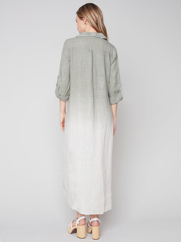 Long Ombré Duster Dress- Celadon