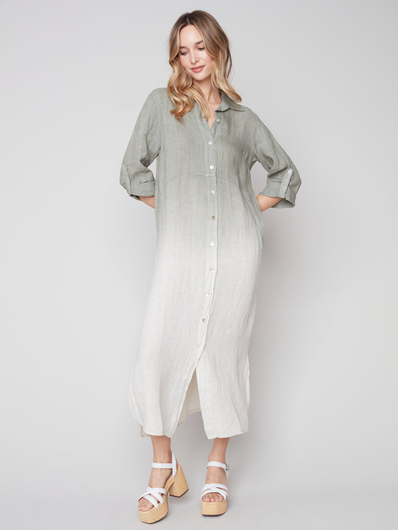 Long Ombré Duster Dress- Celadon