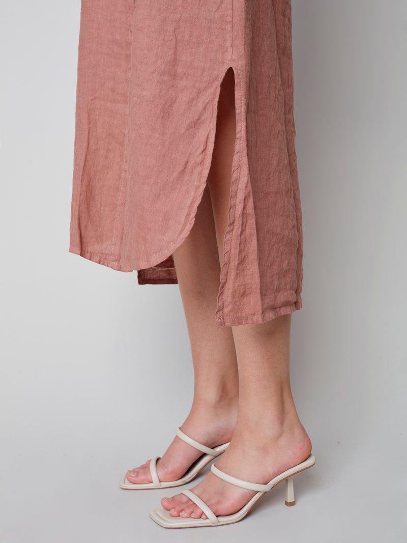 Long Duster Linen Dress- Nougat