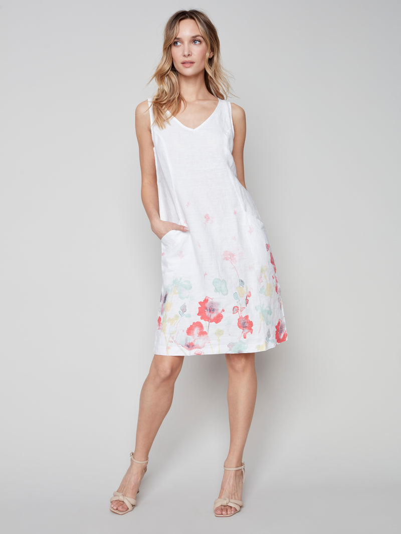 Printed A-line Dress- Grapefruit