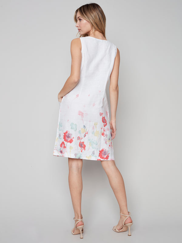 Printed A-line Dress- Grapefruit