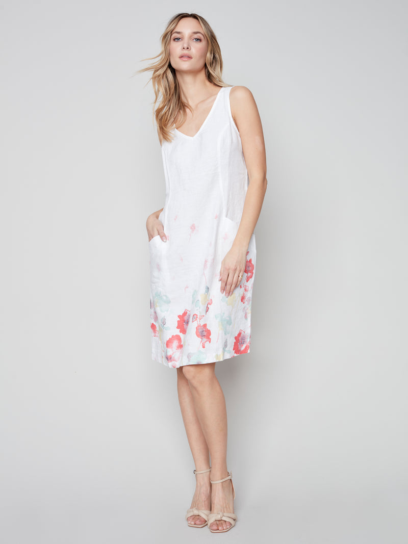 Printed A-line Dress- Grapefruit