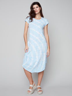 Sleeveless Cotton Slub Dress- Tie-dye