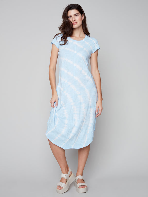 Sleeveless Cotton Slub Dress- Tie-dye