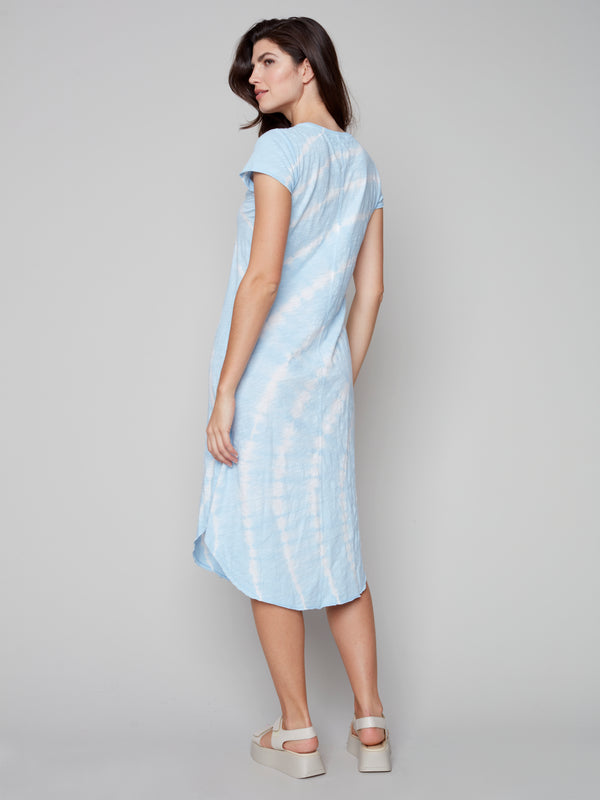 Sleeveless Cotton Slub Dress- Tie-dye
