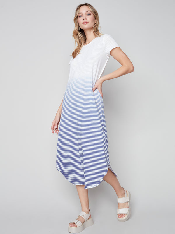 Sleeveless Cotton Slub Dress- Ombré