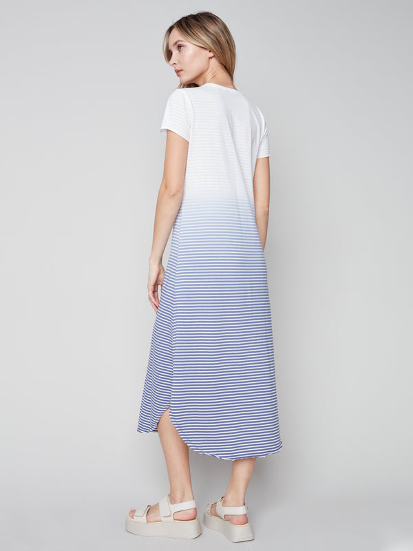 Sleeveless Cotton Slub Dress- Ombré