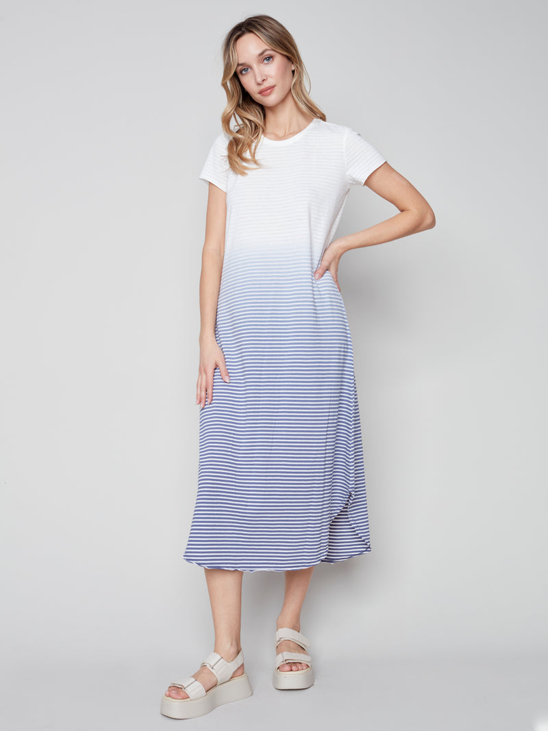 Sleeveless Cotton Slub Dress- Ombré