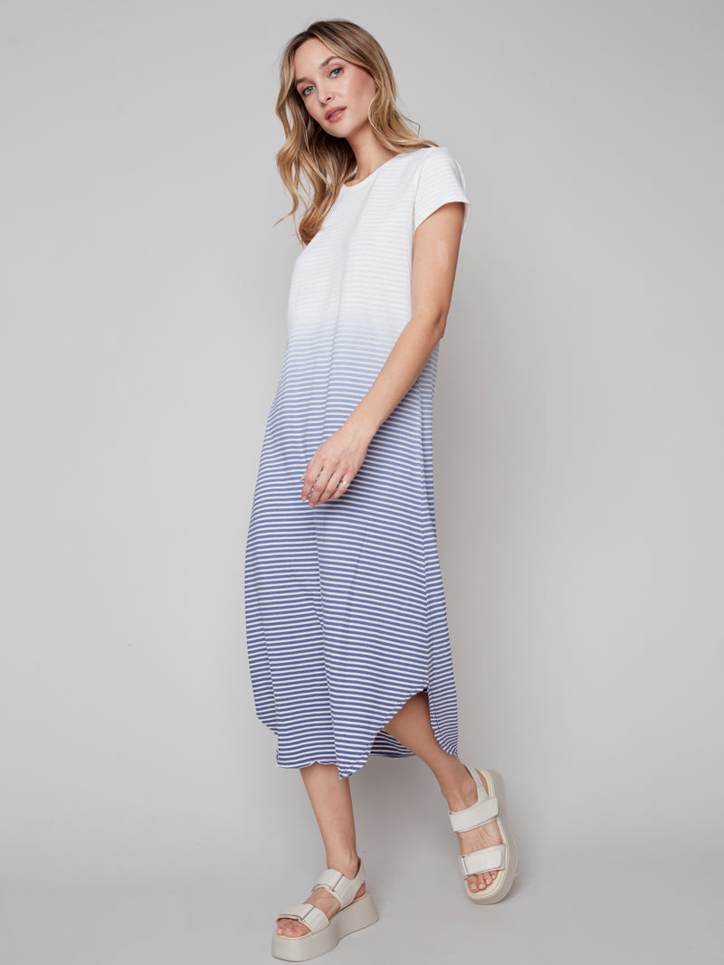 Sleeveless Cotton Slub Dress- Ombré