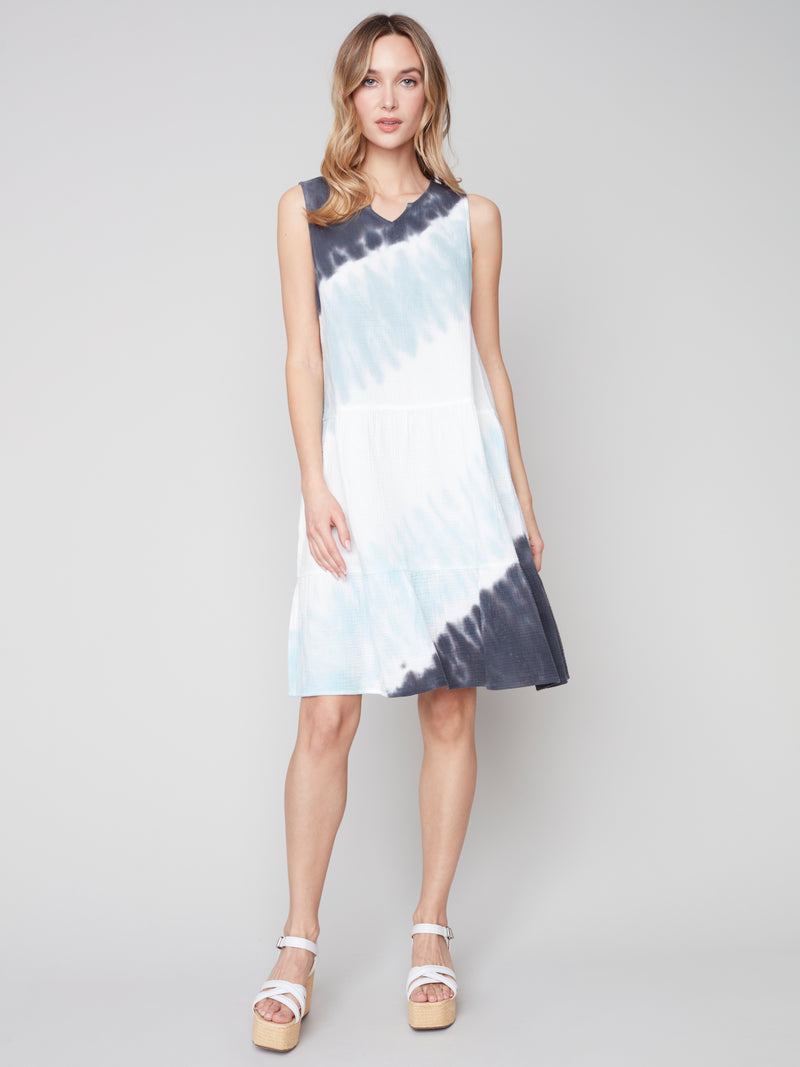 Sleeveless Tiered Dress- Tie-Dye