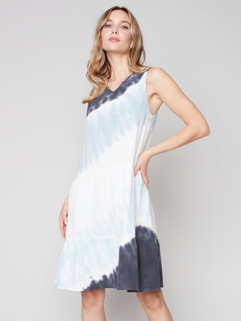 Sleeveless Tiered Dress- Tie-Dye