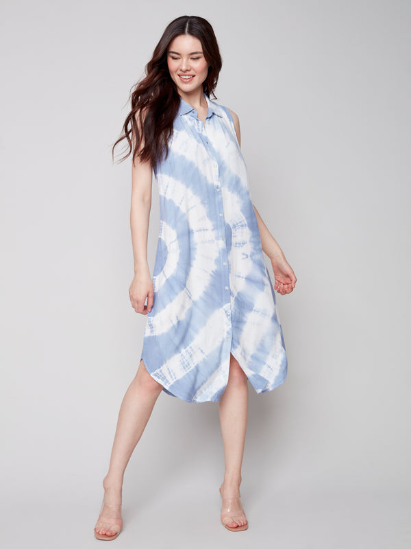 Button Down Shirt Dress- Tie-Dye