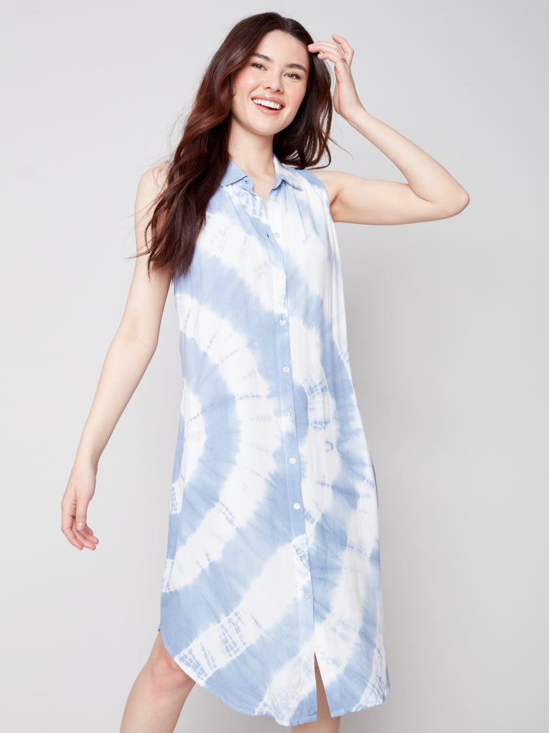 Button Down Shirt Dress- Tie-Dye
