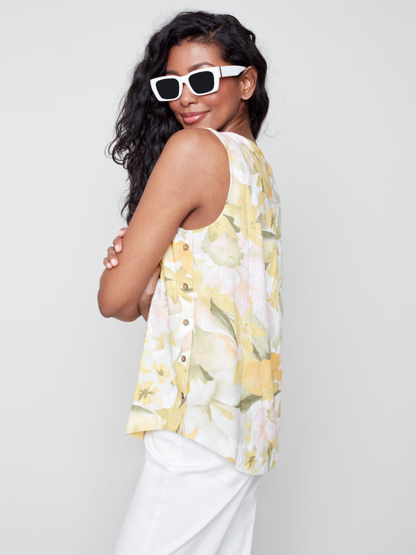 Side-Button Linen Blouse- Peachsand