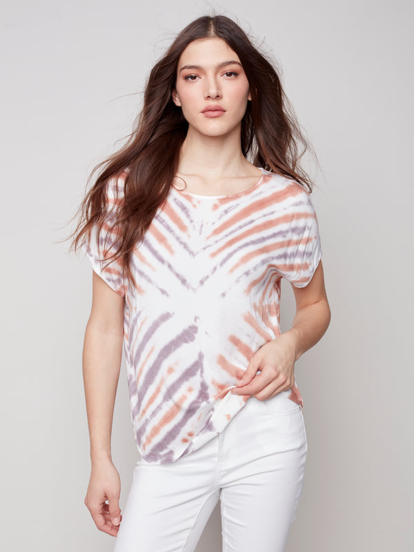 Tie-dye Dolman Top- Nougat