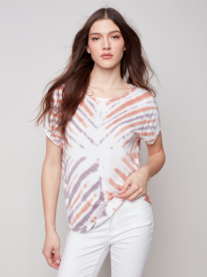 Tie-dye Dolman Top- Nougat