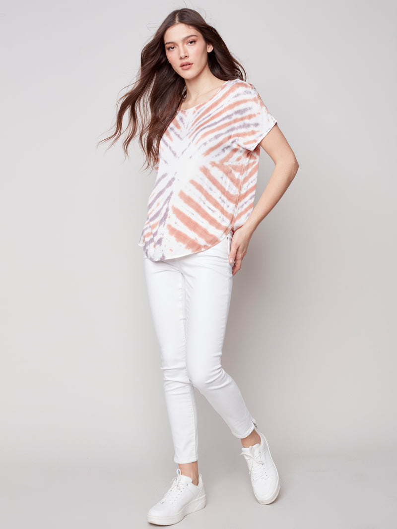 Tie-dye Dolman Top- Nougat