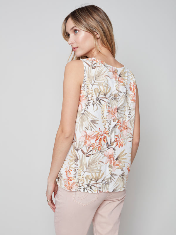 Back-Button Linen Blouse- Maui