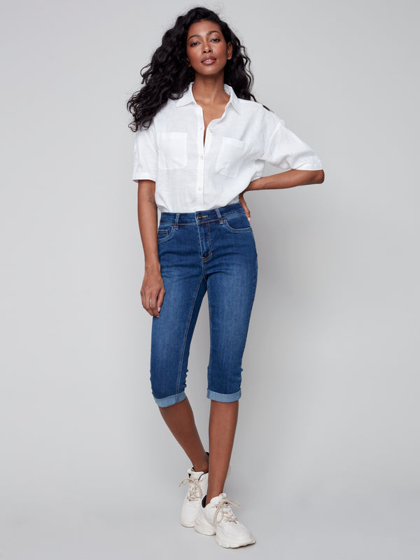Denim Petal Pusher Pants