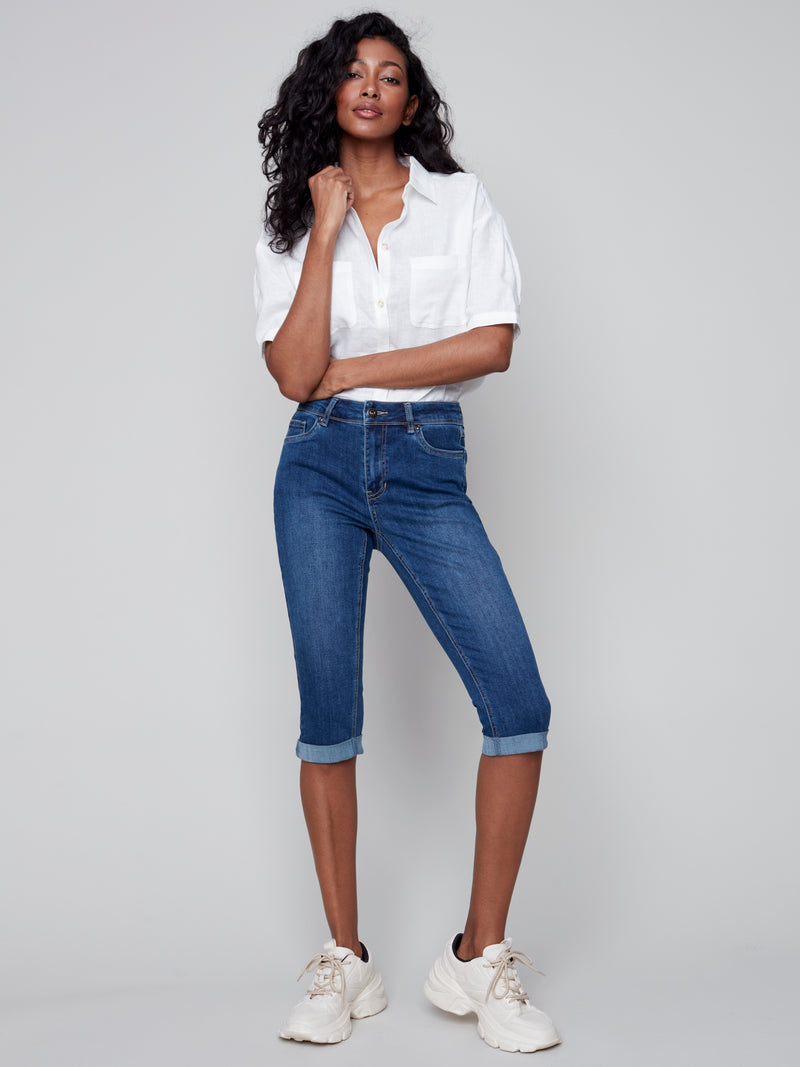 Denim Petal Pusher Pants