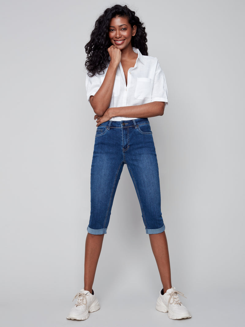 Denim Petal Pusher Pants