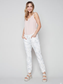 Crinkle Jogger Pants- Pearl