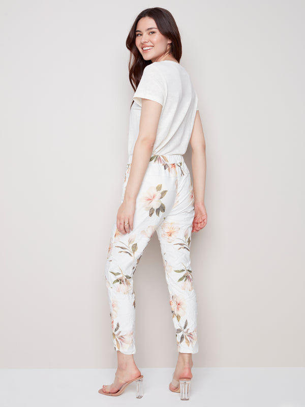 Crinkle Jogger Pants-Floral