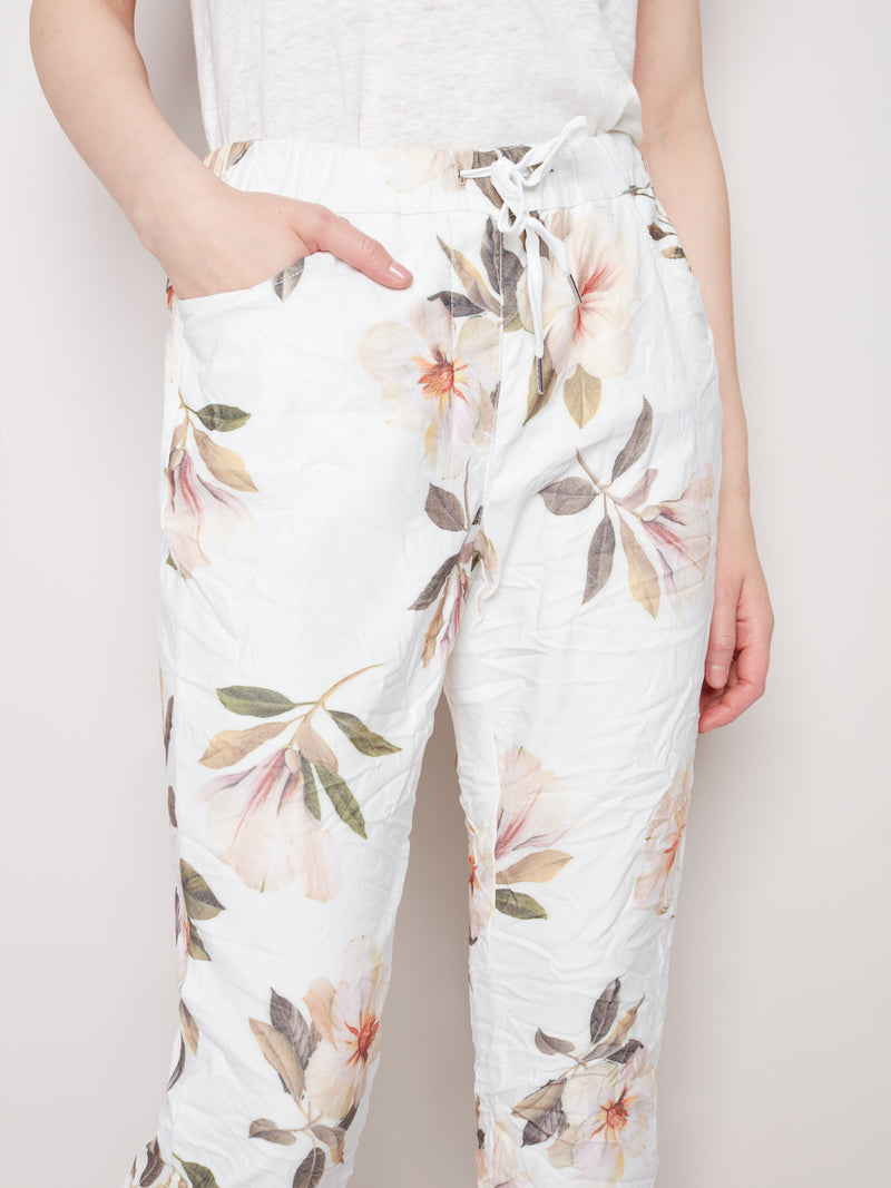 Crinkle Jogger Pants-Floral
