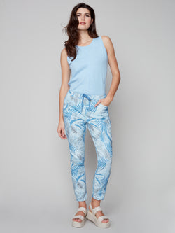 Copy of Crinkle Jogger Pants- Blue leaf