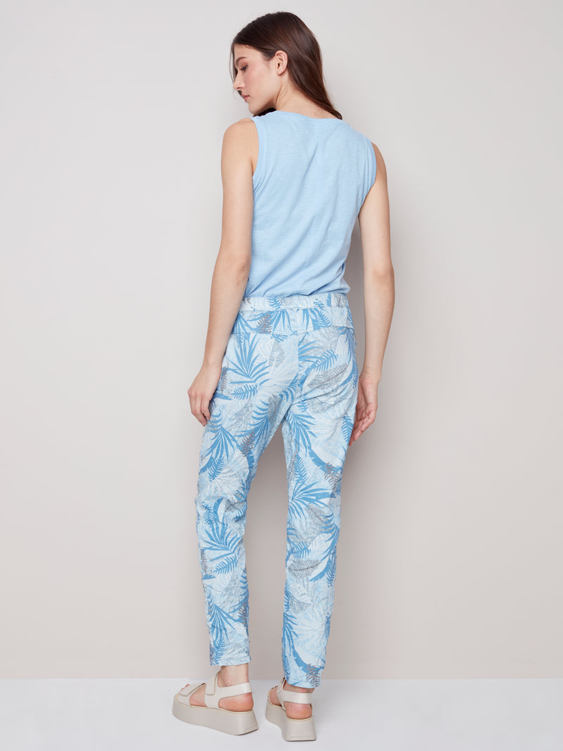 Copy of Crinkle Jogger Pants- Blue leaf