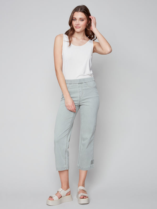 Pants With Hem Detail- Basil