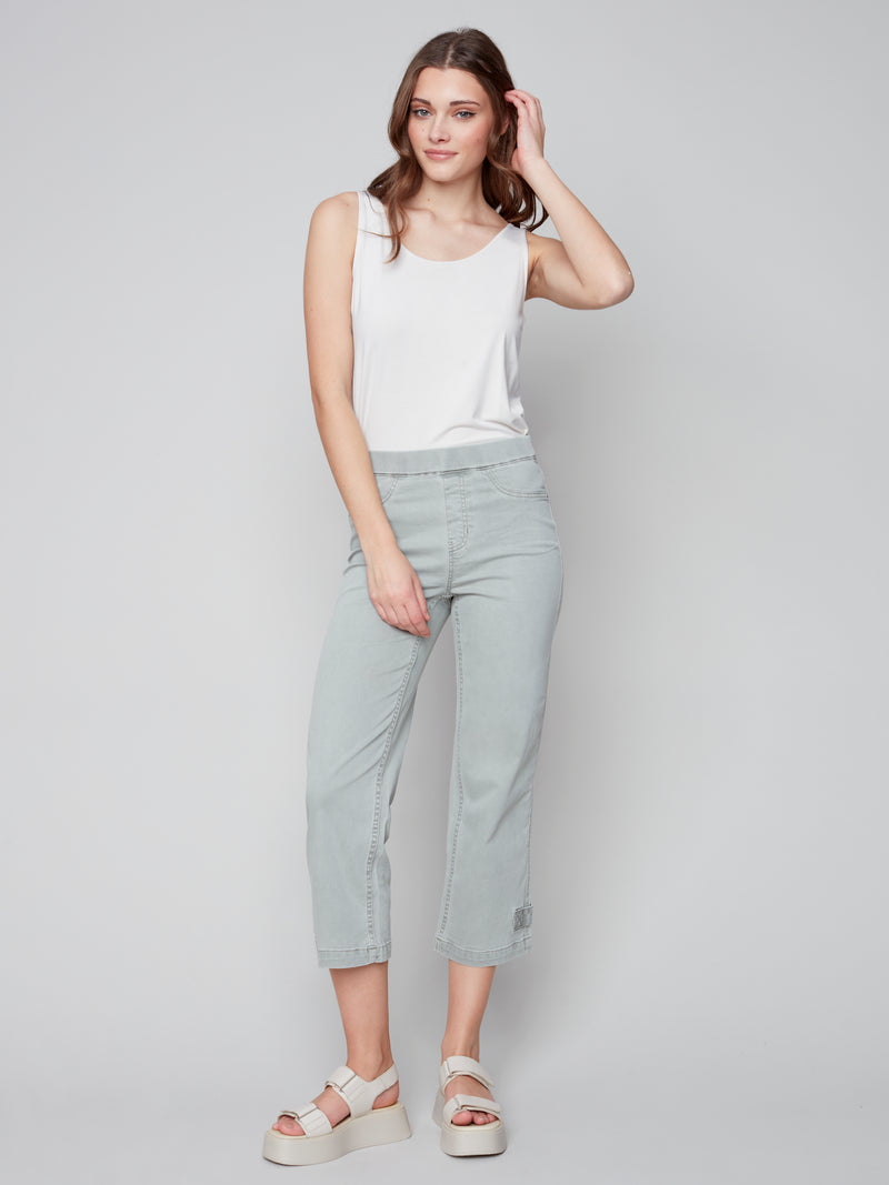 Pants With Hem Detail- Basil