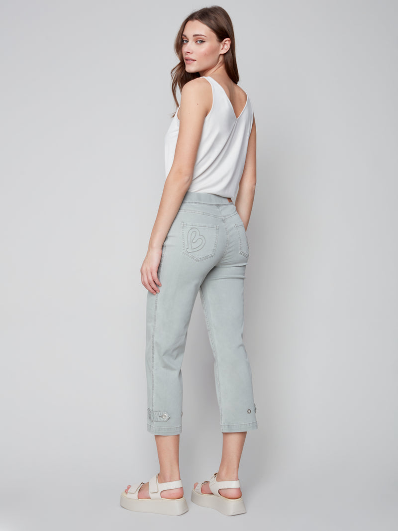 Pants With Hem Detail- Basil