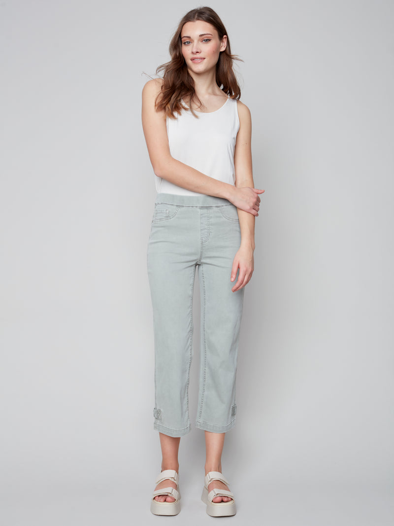 Pants With Hem Detail- Basil