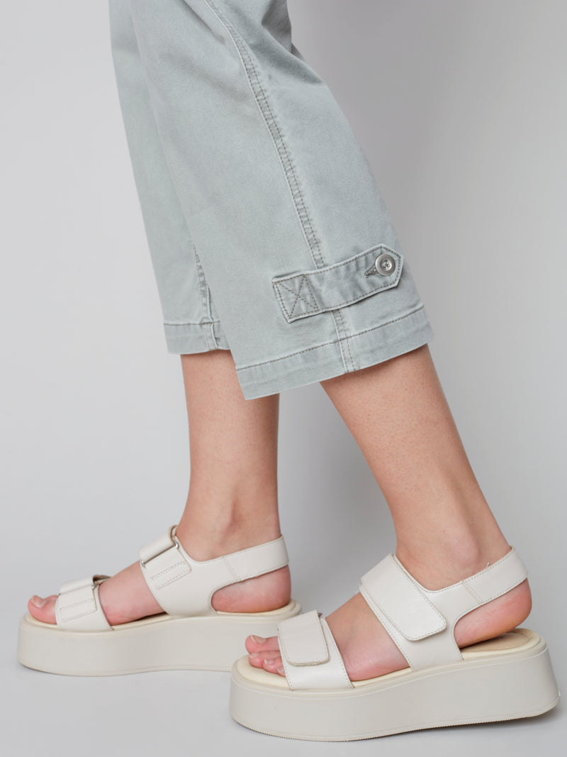 Pants With Hem Detail- Basil
