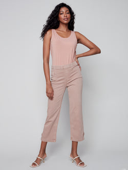 Pants With Hem Detail- Nougat