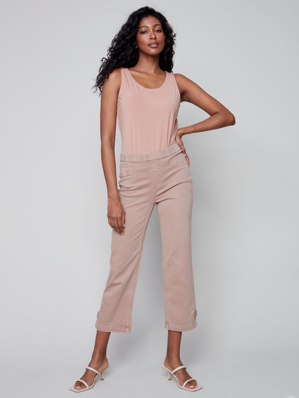 Pants With Hem Detail- Nougat