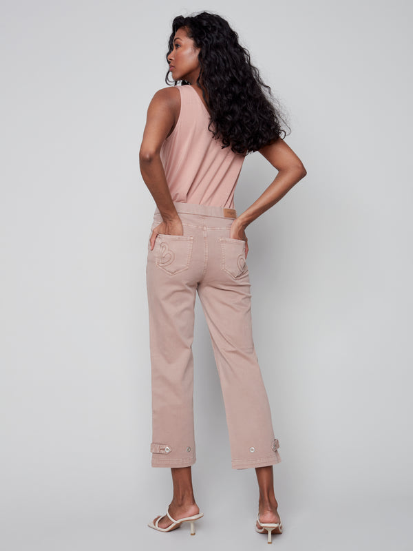 Pants With Hem Detail- Nougat