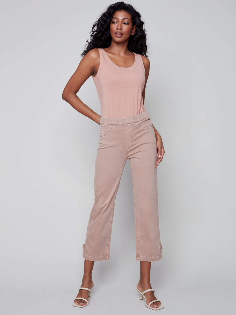 Pants With Hem Detail- Nougat